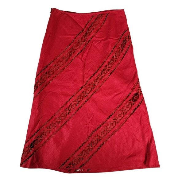 Alfani Red Cut Out Pattern Pencil Skirt - Picture 2 of 8